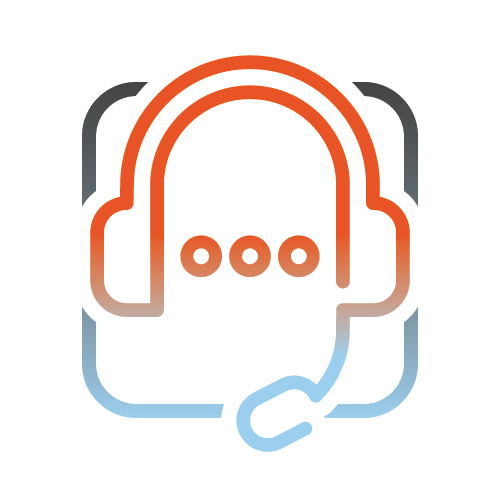Icon of a headset with a gradient color scheme on a white background