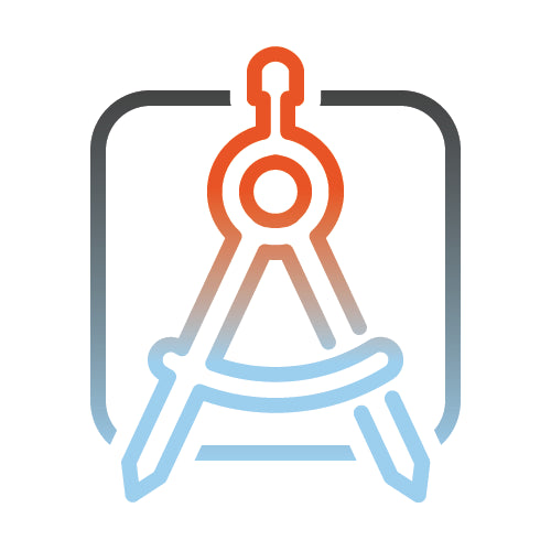 Gradient icon of a compass and square tool on a white background