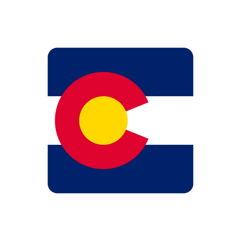 Flag of Colorado with blue, red, and yellow colors on a white background