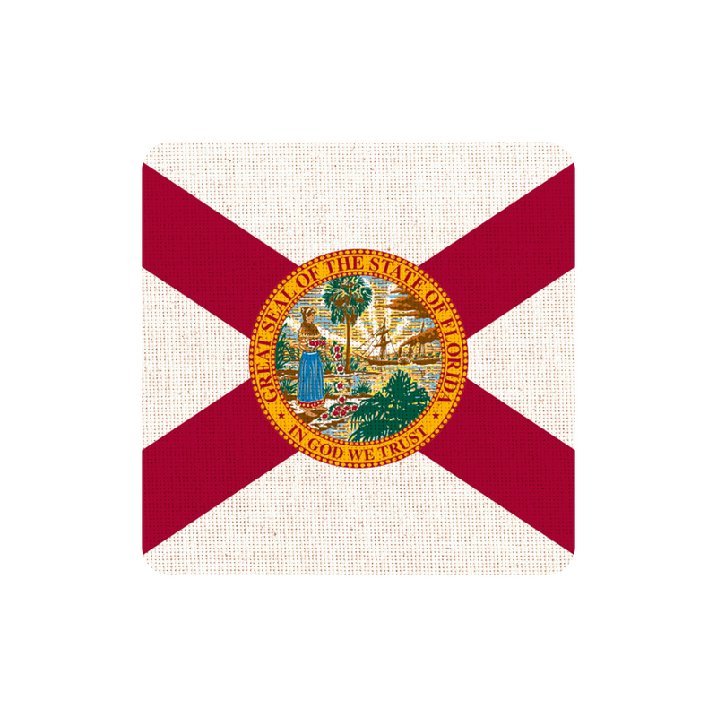 Flag of Florida with a central seal on a white background