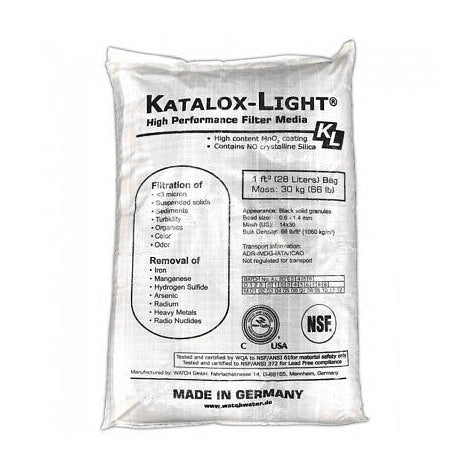 white and black bag of katalox light filter media