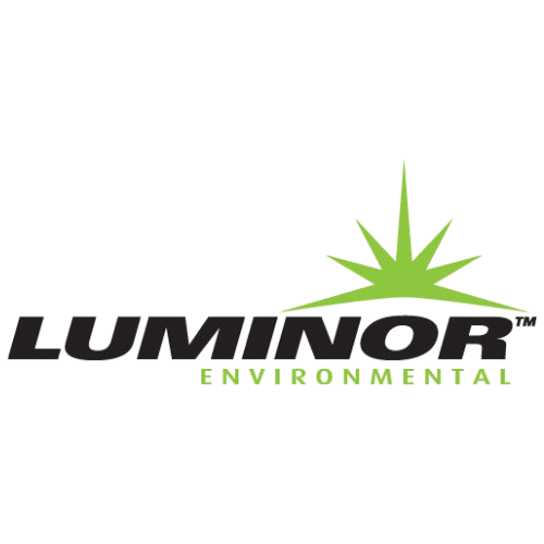 Luminor Environmental logo with green leaf design on a white background