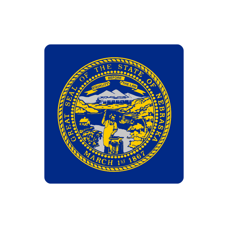 State seal of Nebraska on a blue background