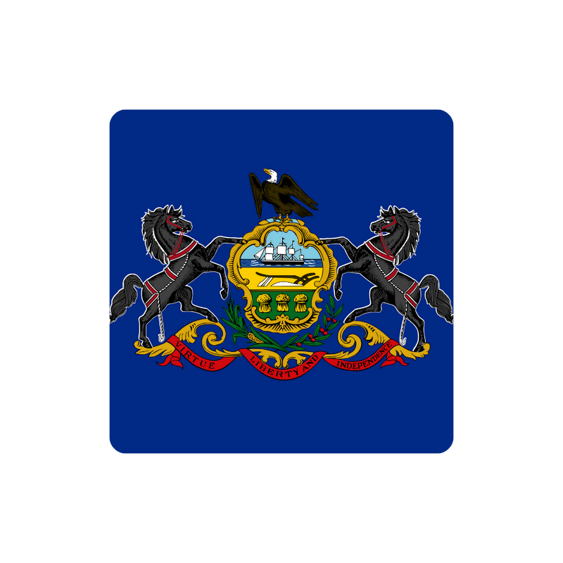 Coat of arms with two horses and an eagle on a blue background