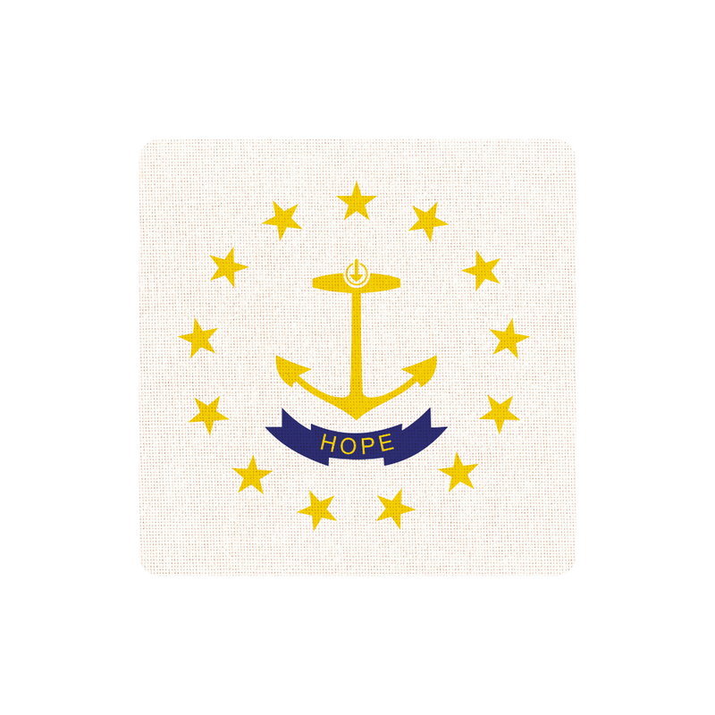 State seal of Rhode Island with an anchor and stars on a white background