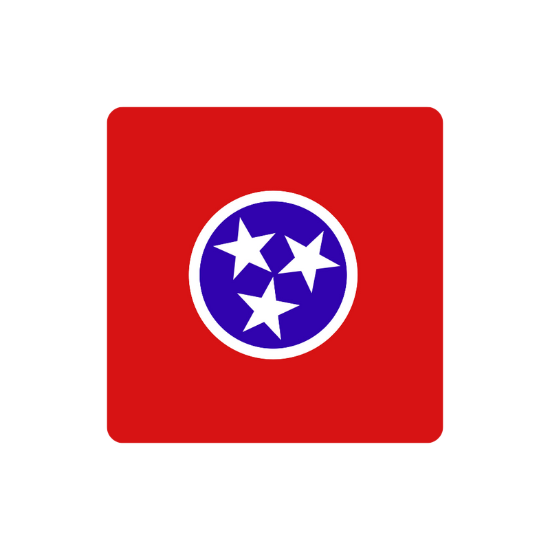 Red square with a blue circle containing three white stars on a white background