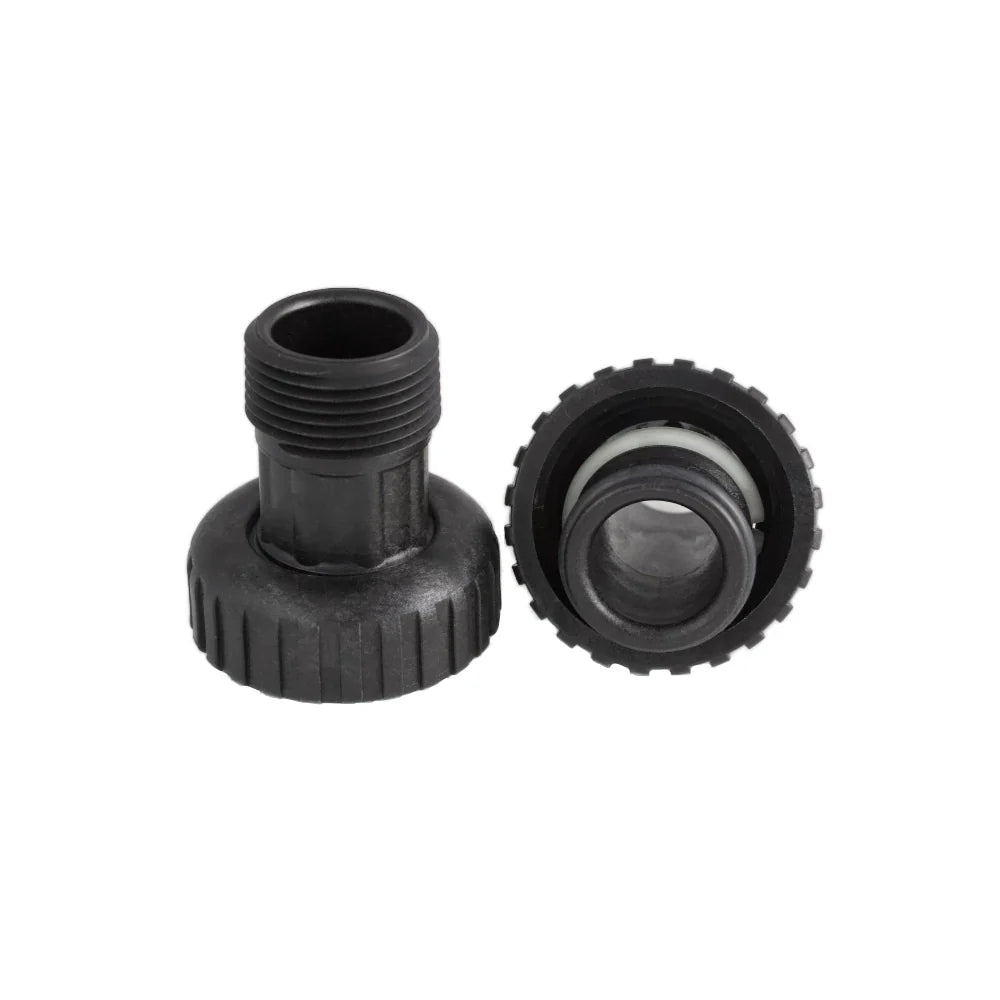 Clack 1" Plastic Male NPT Plumbing Connector full image view, multiple angles 