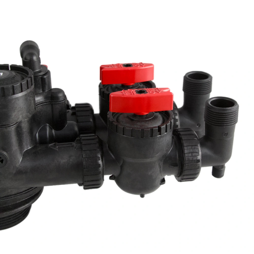 Clack 1" Plastic Male NPT Elbow Plumbing Connector with bypass valve - product demonstration 