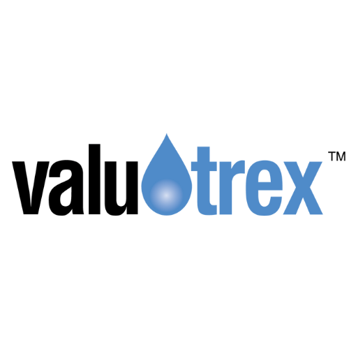 ValuTrex logo with a blue droplet symbol on a white background