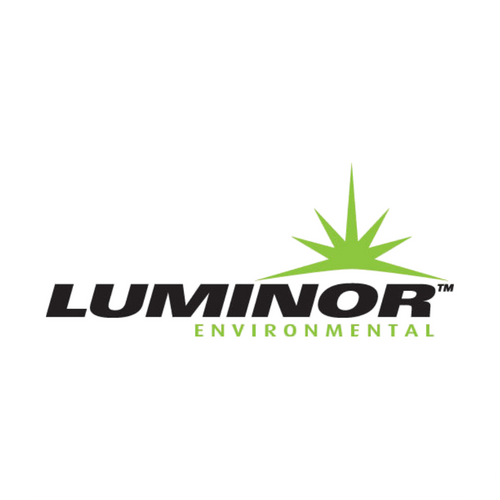 Luminor Environmental logo with green and black design on a white background
